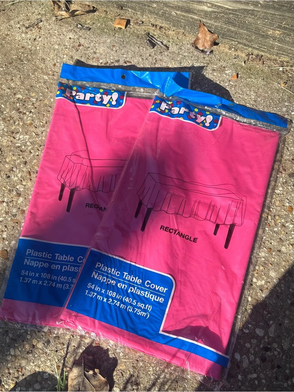 NWT Hot Pink Plastic Rectangle Table Covers - 2 Pack